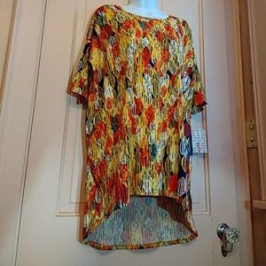 LuLaRoe Short Sleeve Navy Yellow Orange S Tunic